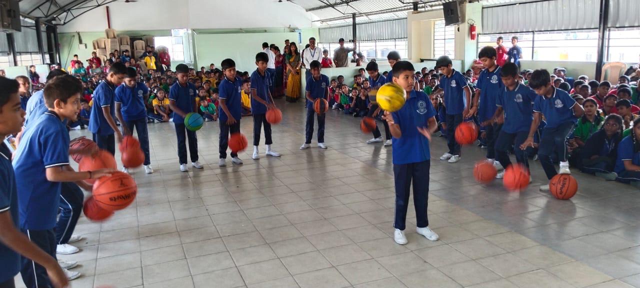 Students in sports formation